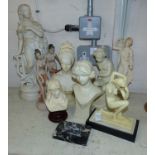 A selection of various resin figures/busts