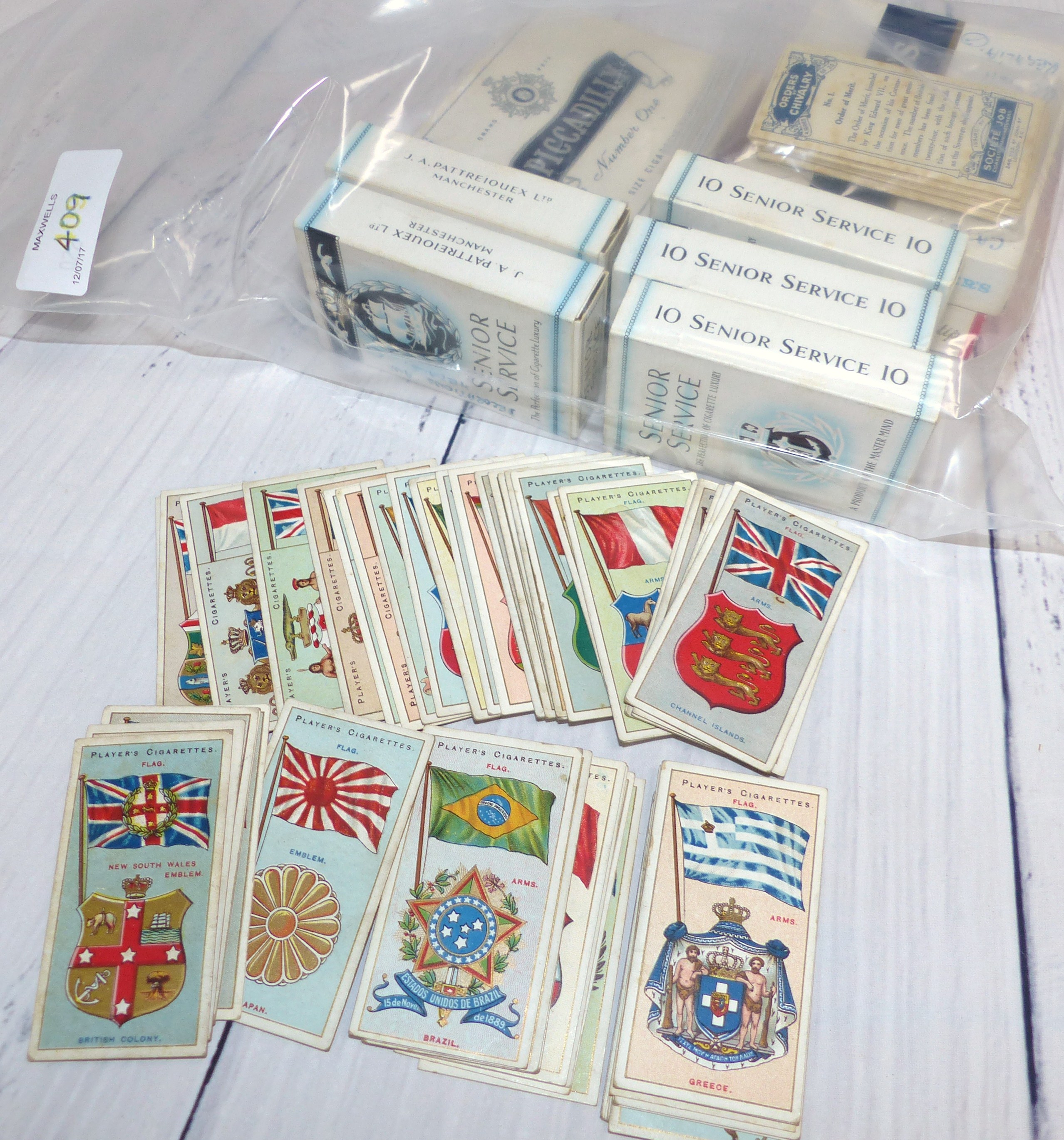 Cigarette Cards: Player's Country Arms and Flags (50) (2 sets), Societe Job Orders of Chivalry (25),