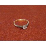 A diamond solitaire stamped 18ct (2.7gm gross)(app .2ct)