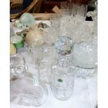 A selection of cut and other drinking glasses; etc.