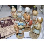 A collection of 6 Enesco Mabel Lucie Attwell figures in colour bisque, a rare Gift Registry book and