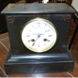 A 19th century black marble mantel clock with French striking drum movement