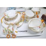 A Shelley Autumn Leaves 19 piece part tea service 6 cups and saucers, 4 side plates, bread &