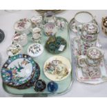 A miniature cloisonnée tea set and other miniature china