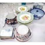 A Victorian 10 piece dessert service with hand painted flowers and turquoise border gaudy Welsh