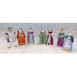 A Sitzendorf porcelain figure group of King Henry VIII and his 6 wives, height 8½" (some minor