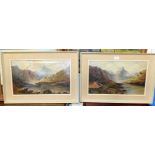 B Leader: Mountainous river landscapes, pair of oils on canvas, signed, 11½" x 19", framed