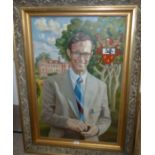 E G Houlgrave: half length portrait on canvas of a college don, 36" x 24", gilt framed