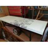 Jasper Conran, a long low white formica coffee table with black painted base