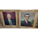 Arthur Mills: 2 oils on canvas portraits, 24" x 20", in matching frames