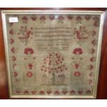 A rosewood framed sampler by Mary Wood 1837