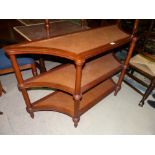 An Ethan Allen mahogany 3 tier buffet with woven cane finish to the top surfaces, 54"