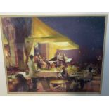 Bob Richardson: colour pastel, Dinner on the Terrace Venice, signed in pencil, 14½" x 17¾", framed