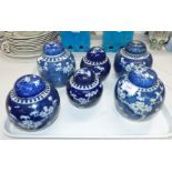 Six Chinese blue and white ginger jars