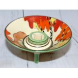 A Clarice Cliff Bizarre Honolulu pattern candle holder, 4¾"