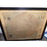 A large print of the moon after the antique map by Madler, 57" x 46" framed