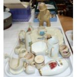 A Winston Churchill figure and plate; a selection of crested ware