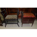 Two Edwardian piano stools