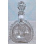 A pilgrim flask decanter with fleur-de-lys prints, 11"; a Clarice Cliff Bizarre Secrets pattern