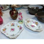 A 1930's Crown Devon lustre vase; a Royal Doulton figure "Jill"; 2 Royal Crown Derby dishes;