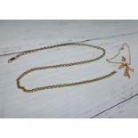 A 9 carat hallmarked gold belcher chain, 14.9 gm; a fine yellow metal chain