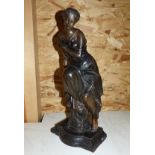 A classical style bronze depicting a young woman sat on a column, height 18"