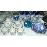 A selection of decorative china and glass, including blue and white