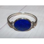 A From bangle set oval lapis lazuli, stamped 'STERLING DANMARK'