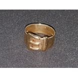 A 9 carat hallmarked gold buckle ring, 7.6 gm