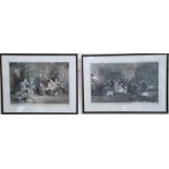 After David Wilkie: "The Rent Dog" & "The Blind Fiddler", pair of Victorian prints, framed and