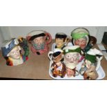 Three Royal Doulton character jugs (large): Falstaff; Sairey Gamp; Bonnie Prince Charlie (second);