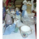 Two Nao figures of children; a Spode vase and bowl; etc.