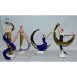 A collection of 6 Franklin Mint porcelain figures: Promise of Gold; Daybreak in Gold; Galaxy in