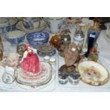 A Royal Doulton figure "Buttercup", HN 2399; a Country Artists owl; 2 steins; an "Abbey" blue and