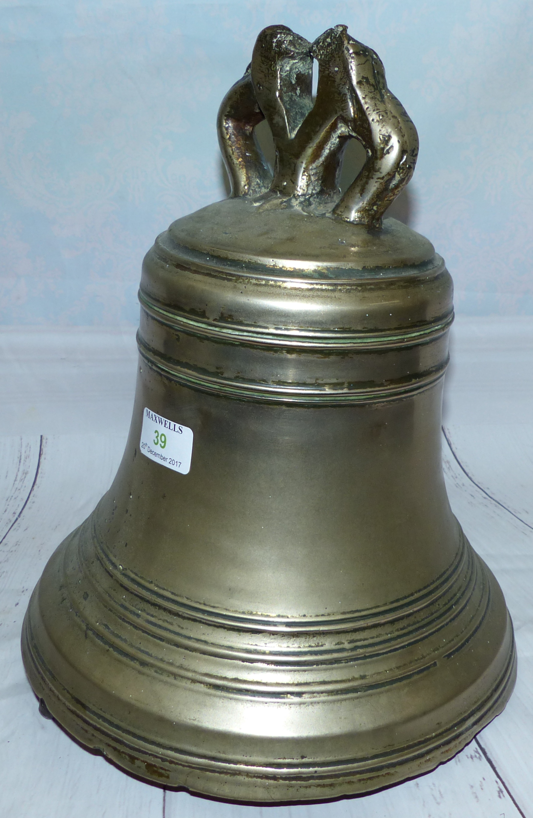 A 19th century brass bell, height 13"