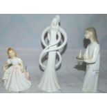 A Royal Doulton figure: Amanda, HN 2996; a Lladro figure of a girl in a nightdress; another figure