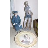 A Lladro porcelain figure: The Graduate, 11", and another "Don Quixote", 15" (minor damage to