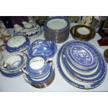 An early 20th century Burleigh part dinner service, blue and gilt bordered, 40 pieces approx; a