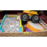 A box of toys, mini golf set and a quantity of Scalextric