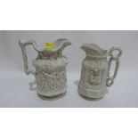 A Victorian salt glazed Minster jug by Charles Meigh 8½'' high and another example typically