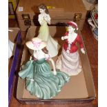 Three Royal Doulton statuettes - Sally HN3383, Best Wishes HN3971 and Kathryn HN4040