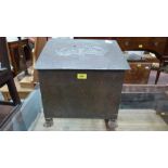 An early 20th century anodised coal box