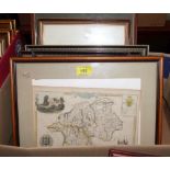 Ten small framed maps to include examples by Robert Morden, Thomas Kitchin, Badeslade, Creighton and