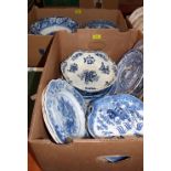 A collection of 18th and 19th century English blue and white ceramics