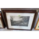 A landscape oil and two framed prints