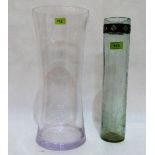 Two contemporary design clear glass vases, the larger 15¾'' high. One with small rim chip