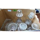 A collection of decanters and other glassware