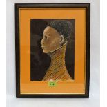 DIANA HOLMES: Portrait of an African lady. Signed and dated 2000. Mixed media. 11'' x 8''