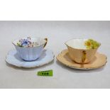 Two Shelley flower decorated cups and saucers