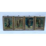 A set of four 18th century engravings emblematic of the seasons, gilded frames. Each 8'' x 6''